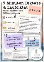Vorschau - Arbeitsblätter - 5 Minuten Diktate und Laufdiktate "s-Laute" mit Differenzierung #2 FrauCuppaTea - Deckblatt