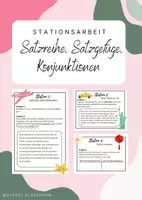 Vorschau - Arbeitsblätter - Stationsarbeit Satzreihe, Satzgefüge, Konjunktionen Kl. 7 - Deckblatt