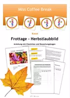 Vorschau - Arbeitsblätter - Frottage - Herbstlaubbild / Herbst (Kunst Klasse 5-7) - Deckblatt