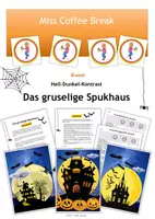 Vorschau - Mal- und Bastelvorlagen - Hell-Dunkel-Kontrast: Das gruselige Spukhaus / Scherenschnitt / Halloween (Kunst 4.-5. Klasse) - Deckblatt