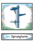 Vorschau - Präsentationen/Tafelbilder - Bildkarten und Wortkarten "Im Schwimmbad" Sommer - DaZ / DaF / Deutsch - Seite 1