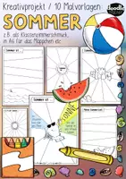 Vorschau - Mal- und Bastelvorlagen - Sommer Kreativprojekt - 10 Schreib- / Malvorlagen - Deckblatt