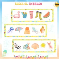 Vista previa - Refuerzo / NEE / Materiales de apoyo - VERANO - AGUDEZA VISUAL: Busca el intruso. - Portada