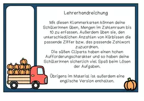 Vorschau - Aufgabenkarten - ZR 10 Klammerkarten Kürbis - Herbst - Seite 1