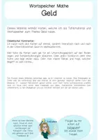 Vorschau - Fördermaterial/Inklusion - Wortspeicher Geld - 35 Karten Wortschatz - Seite 1