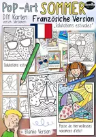 Vorschau - Mal- und Bastelvorlagen - Pop-Art Sommer Karten 🇫🇷 Französisch / Französischunterricht - Deckblatt