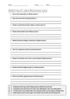 Vorschau - Arbeitsblätter - AB mit Fragen zum Thema "Niedersachsen" + Lösungsblatt + Mindmap + Infografik - Deckblatt