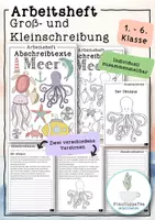 Vorschau - Arbeitsblätter - Arbeitsheft Abschreibtexte zur Groß- und Kleinschreibung Thema Meer FrauCuppaTea - Deckblatt