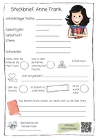 Vorschau - Arbeitsblätter - Steckbrief Anne Frank - Deckblatt