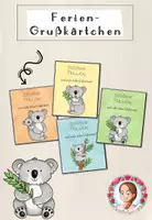 Vorschau - Mal- und Bastelvorlagen - Feriengruß Sommerferien Grundschule | Klassentier Koala / Koalaklasse - Deckblatt
