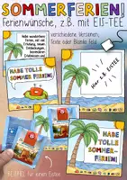 Vorschau - Mal- und Bastelvorlagen - Eistee - Geschenk / Ferienwünsche für die Sommerferien / Abschied - Deckblatt