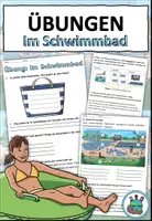 Vista previa - Hojas de trabajo - Ejercicios mixtos "Im Schwimmbad" Verano - Alemán - página 1