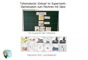 Vorschau - Fördermaterial/Inklusion - Tafelmaterial: Supermarkt-Sachsituation Rechnen mit Geld - Deckblatt
