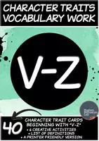 Προεπισκόπηση - Φύλλα εργασίας - Character Traits Vocabulary Work- Letters "V-Z" - Εξώφυλλο