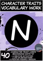 Προεπισκόπηση - Φύλλα εργασίας - Character Traits Vocabulary Work- Letter "N" - Εξώφυλλο