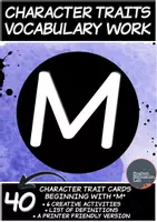 Προεπισκόπηση - Φύλλα εργασίας - Character Traits Vocabulary Work- Letter "M" - Εξώφυλλο