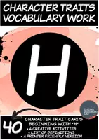 Προεπισκόπηση - Φύλλα εργασίας - Character Traits Vocabulary Work- Letter "H" - Εξώφυλλο