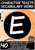 Προεπισκόπηση - Φύλλα εργασίας - Character Traits Vocabulary Work- Letter "E" - Εξώφυλλο