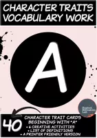 Προεπισκόπηση - Φύλλα εργασίας - Character Traits Vocabulary Work- Letter "A" - Εξώφυλλο