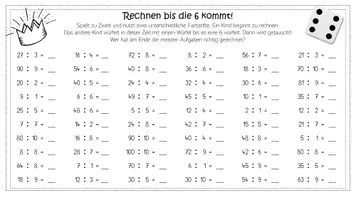 Vorschau - Arbeitsblätter - Rechnen bis zur 6! Kopfrechenspiel für Division und Multiplikation - Seite 2