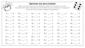 Vorschau - Arbeitsblätter - Rechnen bis zur 6! Kopfrechenspiel für Division und Multiplikation - Deckblatt
