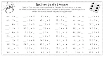 Vorschau - Arbeitsblätter - Rechnen bis zur 6! Kopfrechenspiel für Division und Multiplikation - Seite 3