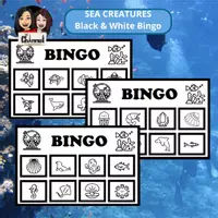 Vista previa - Juegos / Gamificación - Sea Creatures - Black & White Bingo + Interactive Wheel - Portada