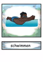 Vorschau - Präsentationen/Tafelbilder - Bildkarten / Wortkarten Verben "Im Schwimmbad" DaZ / DaF / Deutsch - Seite 2
