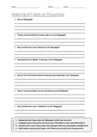 Vorschau - Arbeitsblätter - AB mit Fragen zum Thema "Pädagogik" + Lösungsblatt + Mindmap + Infografik - Deckblatt