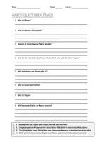Vorschau - Arbeitsblätter - AB mit Fragen zum Thema "Papier" + Lösungsblatt + Infografik - Deckblatt