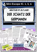 Vorschau - Arbeitsblätter - Mini-Escape Sommer: Abenteuer im Zeltlager - Der Schatz der Germanen - ab Klasse 4 (Kl. 5, 6) Lesespaß, Leseförderung - Deckblatt