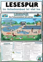 Vorschau - Arbeitsblätter - Lesespur "Im Schwimmbad ist viel los" plus interaktive Version - DaZ / DaF / Deutsch - Deckblatt