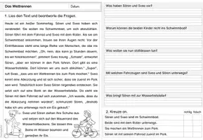 Vorschau - Arbeitsblätter - Lesen | Leseverstehen | Deutsch Klasse 1-4 | Sommer | Sommerferien - Seite 3