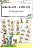 Vorschau - Anderer Materialtyp - Hausübungsgutscheine - Safariklasse - Zooklasse - GRATIS - Deckblatt