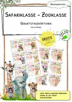 Vorschau - Anderer Materialtyp - Geburtstagskärtchen - Safariklasse - Zooklasse - GRATIS - Deckblatt
