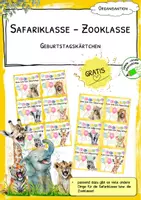 Vorschau - Anderer Materialtyp - Geburtstagskärtchen gelb - Safariklasse - Zooklasse – GRATIS - Deckblatt