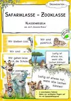 Vorschau - Anderer Materialtyp - Klassenregeln (gelb) - Safariklasse – Zooklasse - Deckblatt