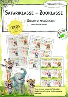 Vorschau - Anderer Materialtyp - Geburtstagskärtchen grün - Safariklasse - Zooklasse – GRATIS - Deckblatt