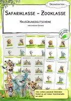 Vorschau - Anderer Materialtyp - Hausübungsgutscheine grün - Safariklasse – Zooklasse - Deckblatt