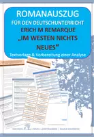 Vorschau - Arbeitsblätter - Romanauszug: Erich M. Remarque - "Im Westen nichts Neues" - Analyse - Deckblatt