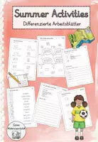 Vorschau - Arbeitsblätter - Summer Activities – Englisch-Arbeitsblätter auf drei Niveaustufen - Deckblatt