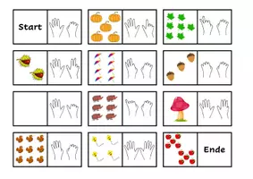 Vorschau - Stationenlernen - Herbst Mathematik-Dominos (Finger-,Würfelbilder und Zahlen) - Deckblatt