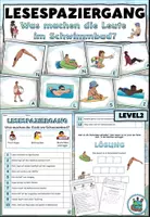 Vorschau - Arbeitsblätter - Lesespaziergang L2 "Was machen die Leute im Schwimmbad?" Anfänger - DaZ / DaF / Deutsch - Deckblatt