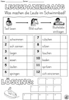 Vista previa - Hojas de trabajo - Paseo de lectura L1 "Was machen die Leute im Schwimmbad?" Alpha - Alemán - página 2