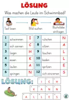 Vista previa - Hojas de trabajo - Paseo de lectura L1 "Was machen die Leute im Schwimmbad?" Alpha - Alemán - página 3