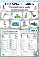 Vorschau - Arbeitsblätter - Lesespaziergang L1 "Was machen die Leute im Schwimmbad?" Alphabetisierung - DaZ / DaF / Deutsch - Deckblatt