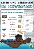 Vorschau - Arbeitsblätter - Lesen und verbinden "Im Schwimmbad" Sommer - DaZ / DaF / Deutsch - Deckblatt