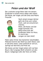 Vorschau - Arbeitsblätter - Peter und der Wolf - Text auch in Silbenschrift & Rätsel - Seite 2