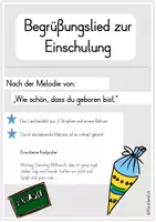 Vorschau - Text - Begrüßungslied zur Einschulung - auf die Melodie von "Wie schön, dass du geboren bist" - Deckblatt