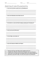 Vorschau - Arbeitsblätter - AB mit Fragen zum Thema "Pflanzenarten" + Lösungsblatt - Deckblatt